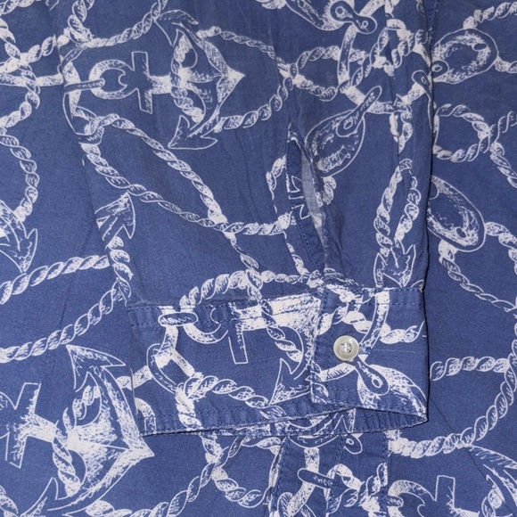 Gently Loved **Rare Print** Nautical Blue Button-Up Shirt by J. Mclaughlin - Picture 3 of 9